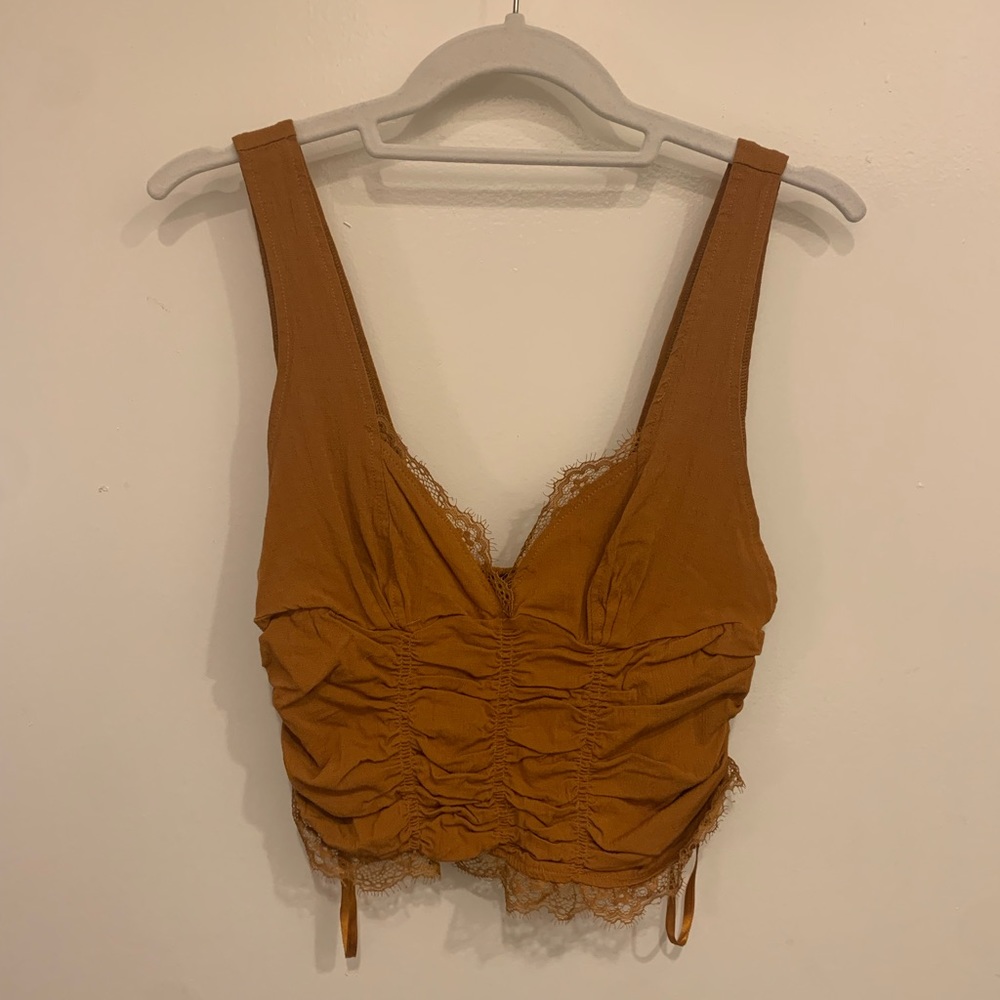 Rust Tank with Lace Trim
